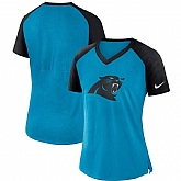 Women Carolina Panthers Nike Top V Neck T-Shirt Blue Black